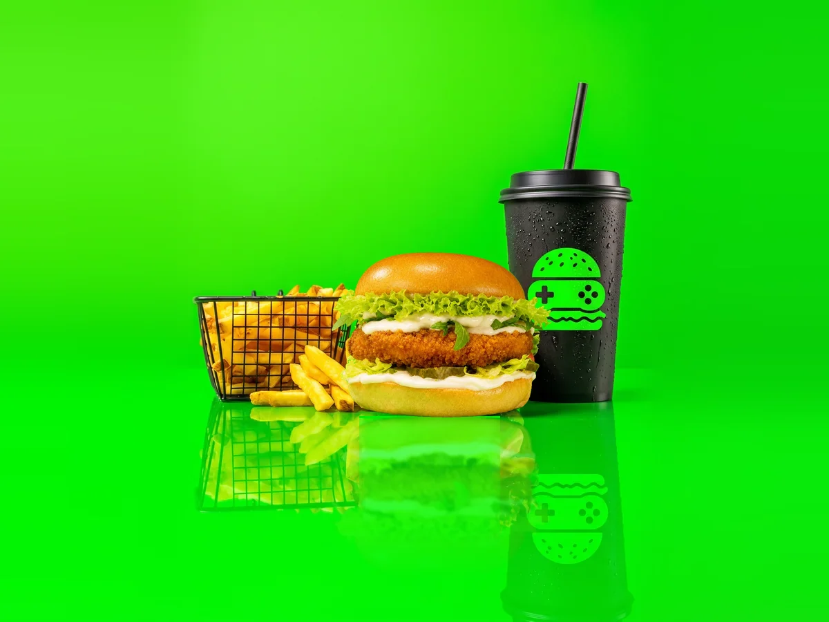 POWER-UP · NEW META No Chicken Burger Menu